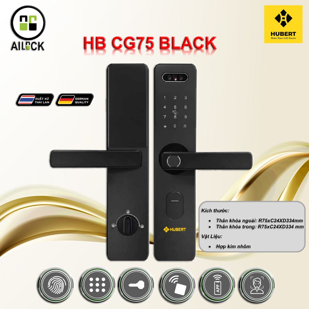 Khóa Điện Tử HUBERT HB CG75 BLACK