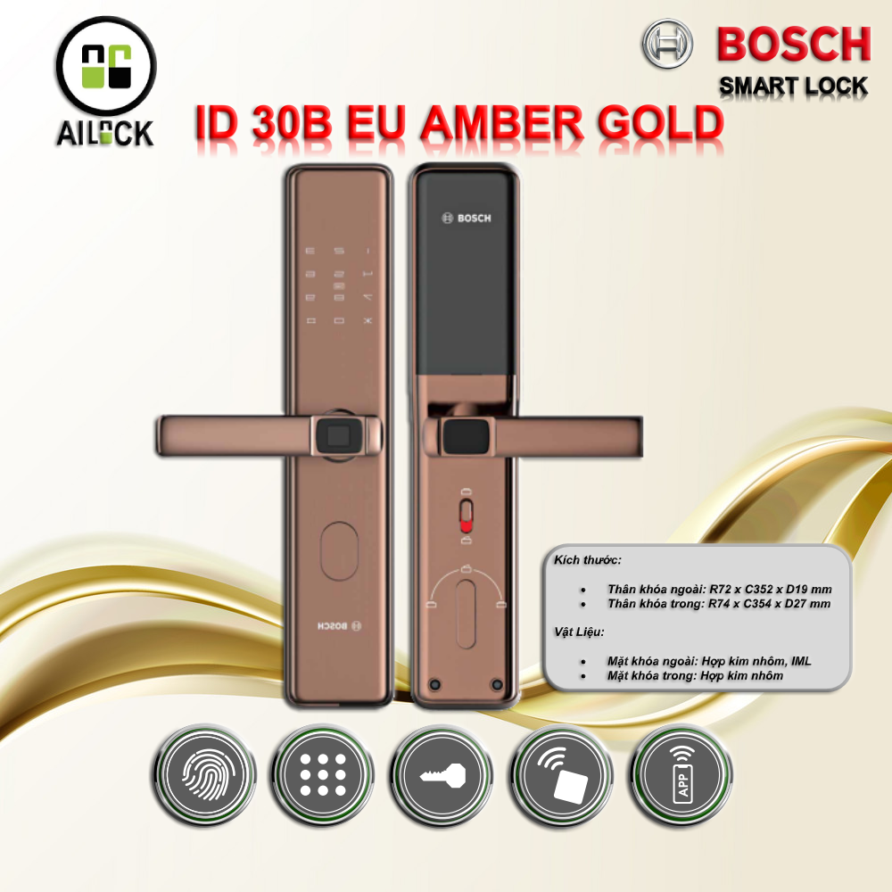 Khóa vân tay BOSCH ID 30B AMBER GOLD -APP