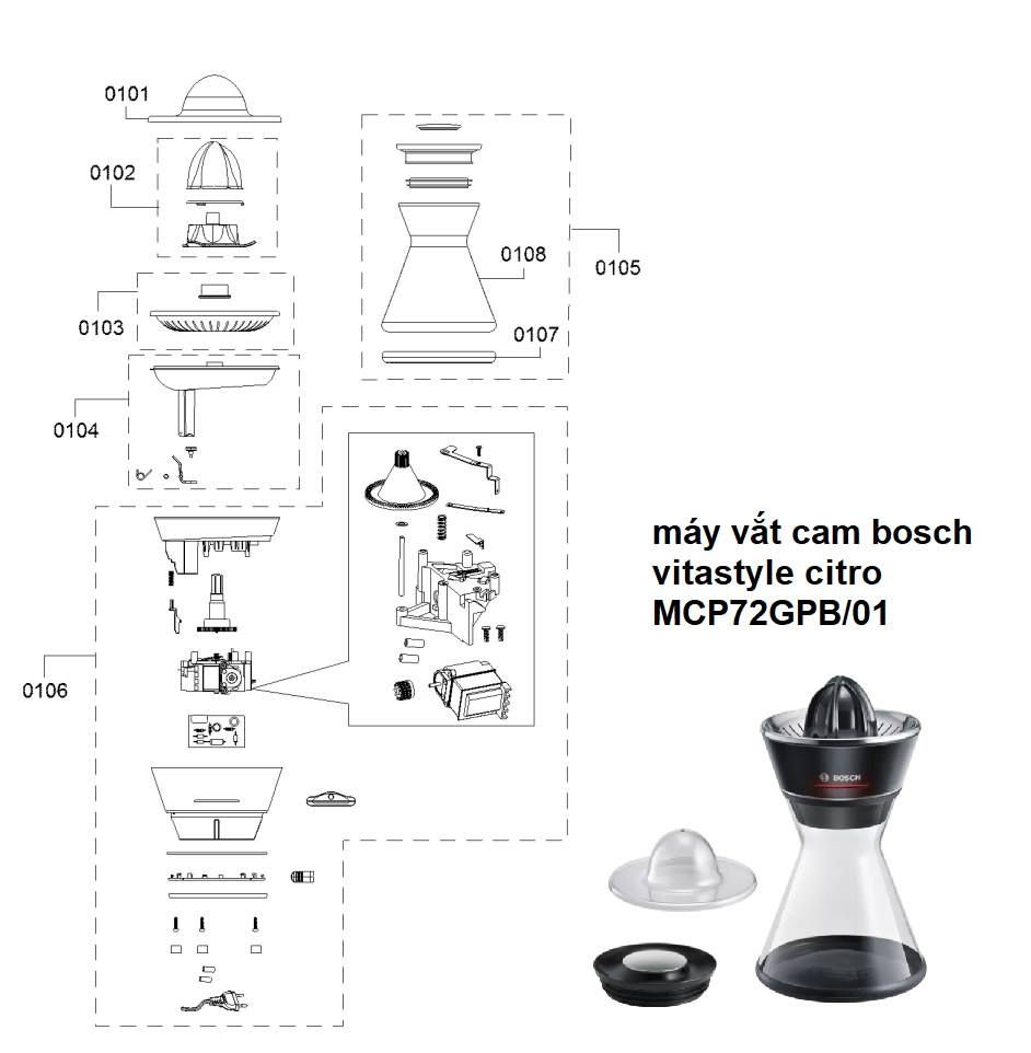 Phụ kiện vắt cam Bosch Vitastyle MCP72GPB