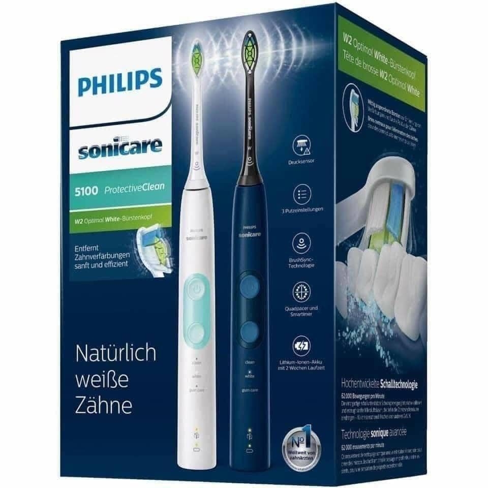 Set 2 bàn chải đánh răng Philips sonicare protectiveclean 5100 HX6851/34