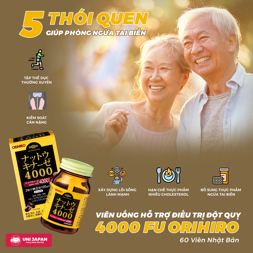 Viên uống hỗ trợ điều trị đột quỵ 4000 FU Orihiro 60 viên