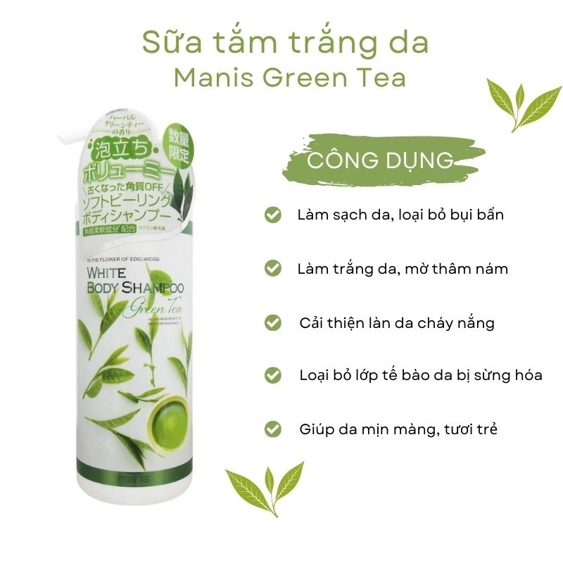 Sữa Tắm Trắng Da White Body Shampoo Manis Trà Xanh