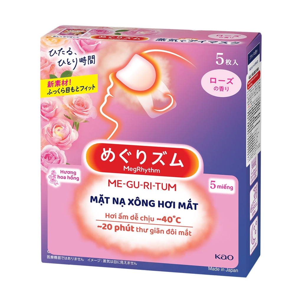 Mặt Nạ Xông Hơi Mắt MegRhythm Hương Hoa Hồng 5 Miếng