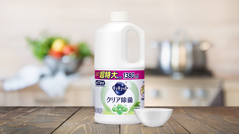 Nước rửa bát kyukyuto hương trà xanh 1380ml - Nhật Bản