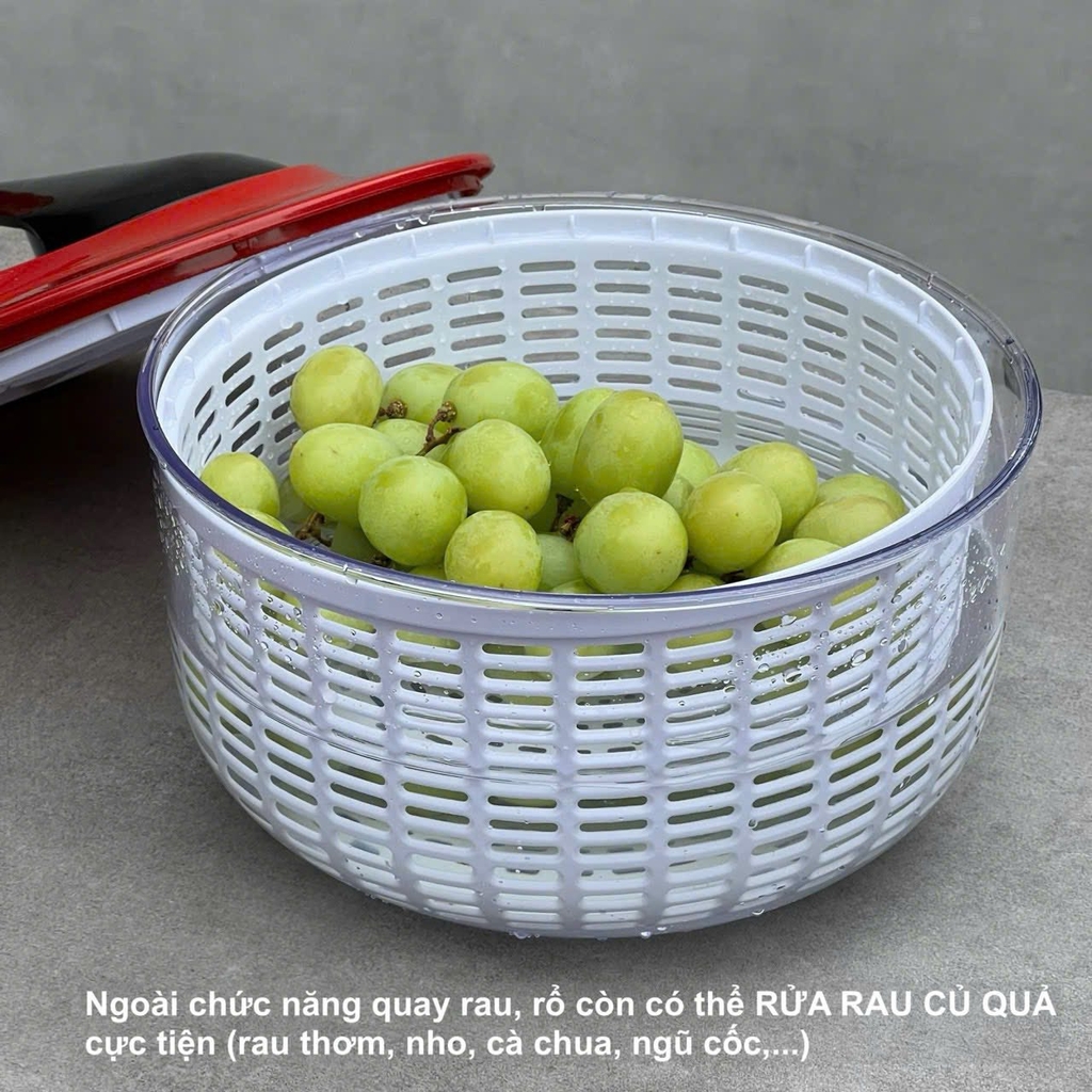 Rổ quay rau li tâm Kaiyo, dung tích 5.5 lít, màu đỏ