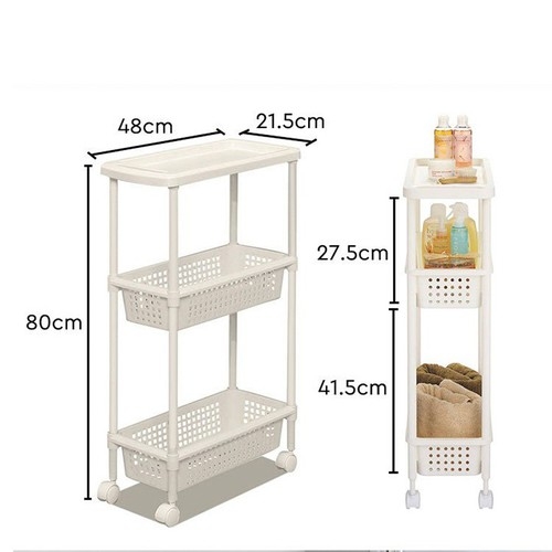 Kệ để đồ 3 tầng cao cấp có bánh xe