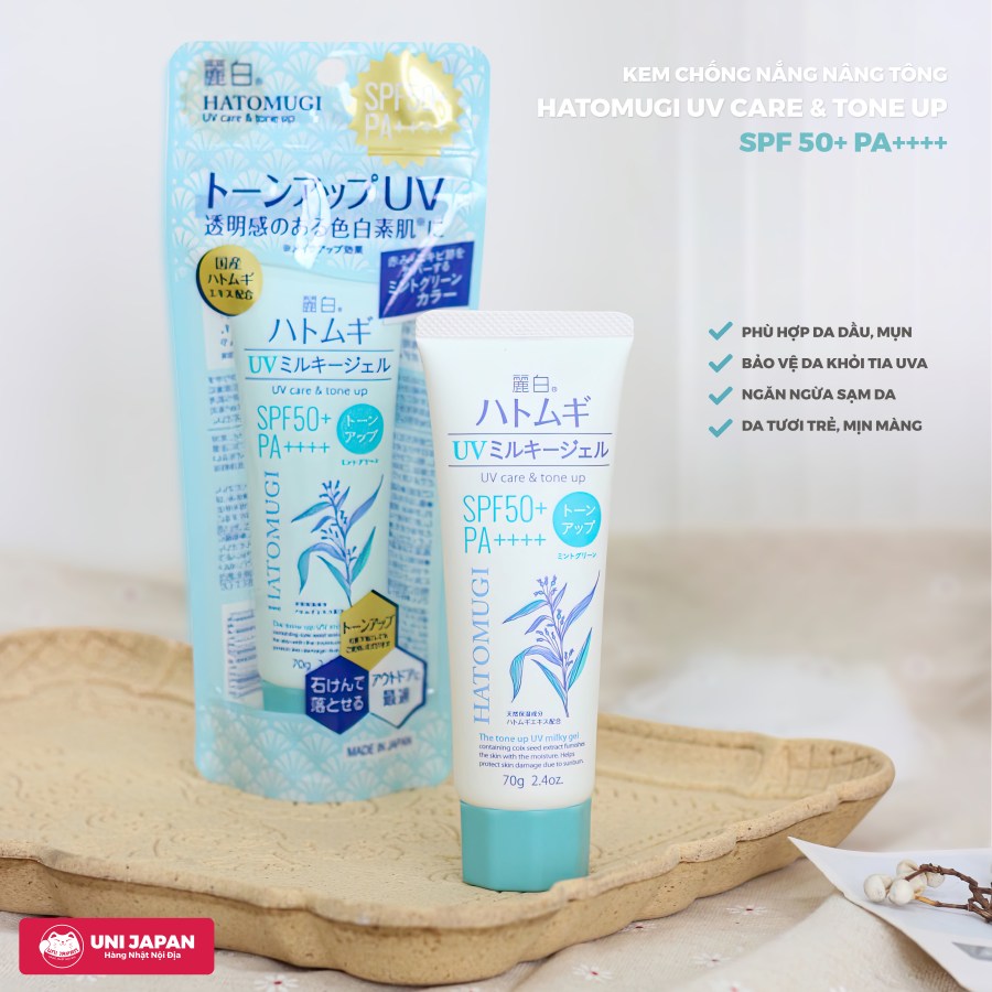 Gel chống nắng nâng tông 50++ tuýp 70gr màu xanh bạc