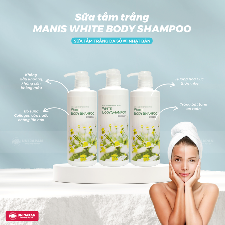 Sữa tắm trắng Manis White Body Shampoo 450ml - Nhật Bản