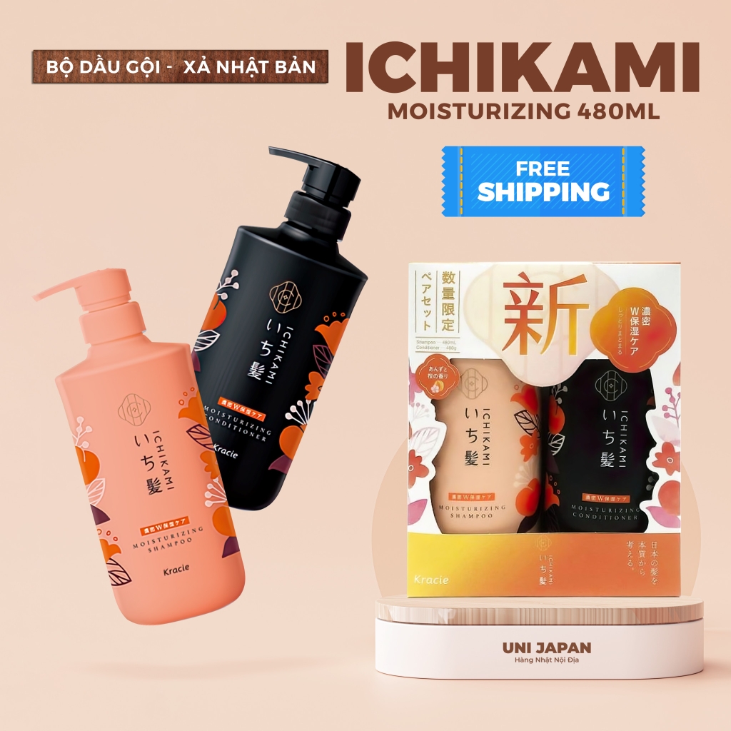 Dầu Gội Xả Ichikami Moisturizing 480ml (cam)