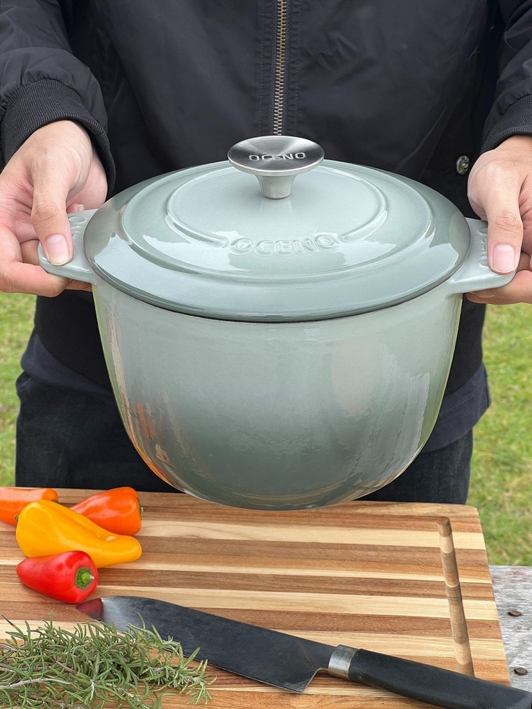 Nồi gang thành cao Oceno 20cm màu xanh