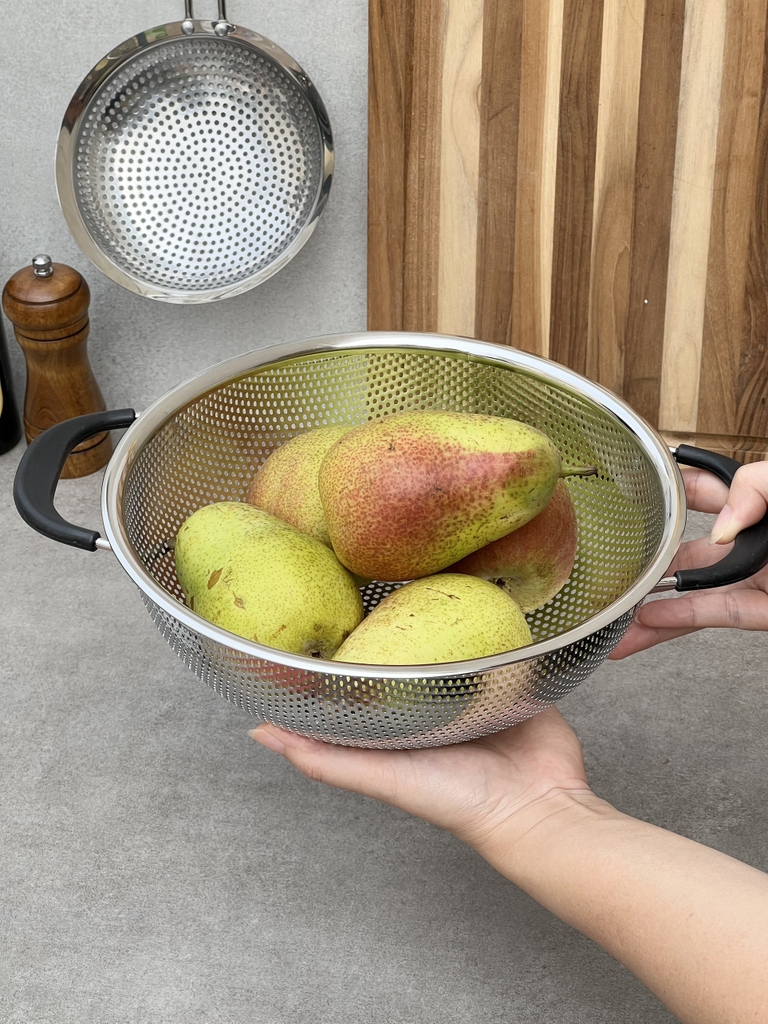 Rổ inox 2 tay cầm có chân Kaiyo 25,5cm