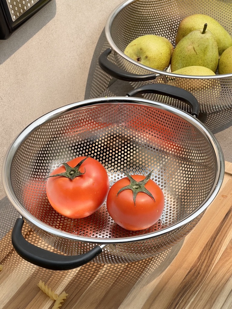 Rổ inox 2 tay cầm có chân Kaiyo 25,5cm