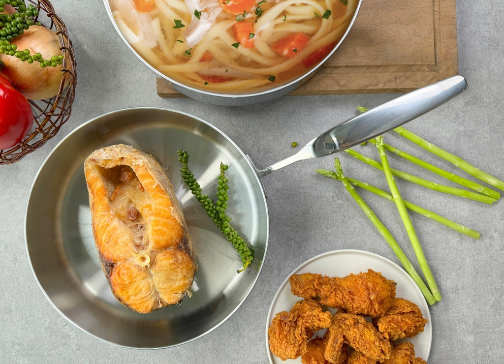 Chảo inox 316 liền khối 5-ply Premium Kaiyo - thành cao, size 26cm