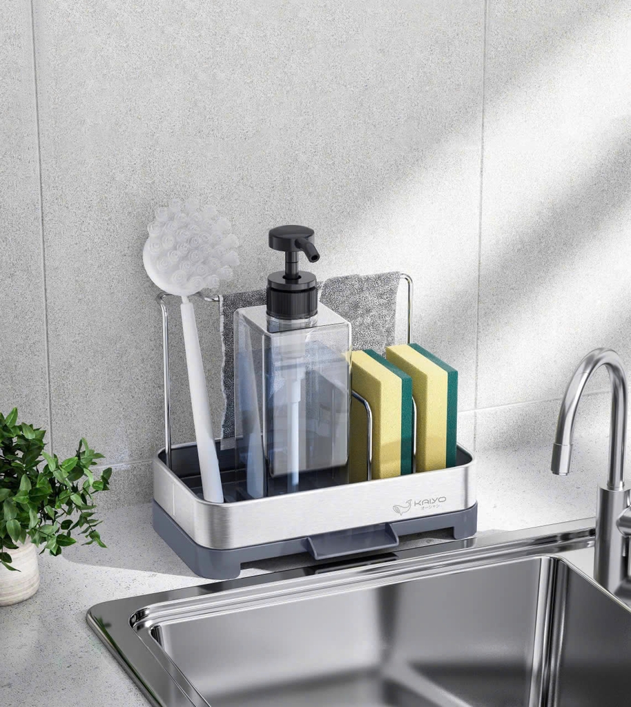 Giá đựng đồ rửa chén bằng inox có khay hứng, thoát nước Kaiyo