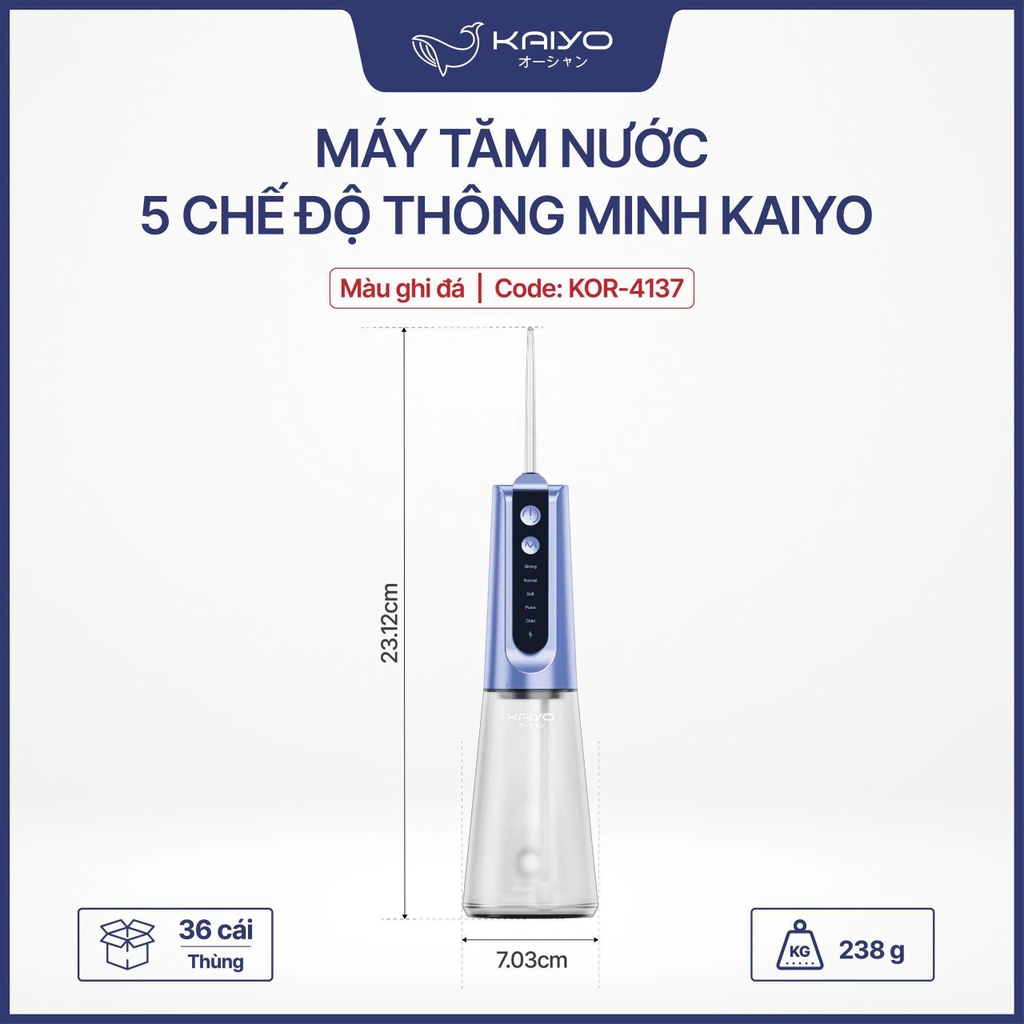 Máy Tăm nước 5 chế độ thông minh Kaiyo màu ghi, model KOR-415