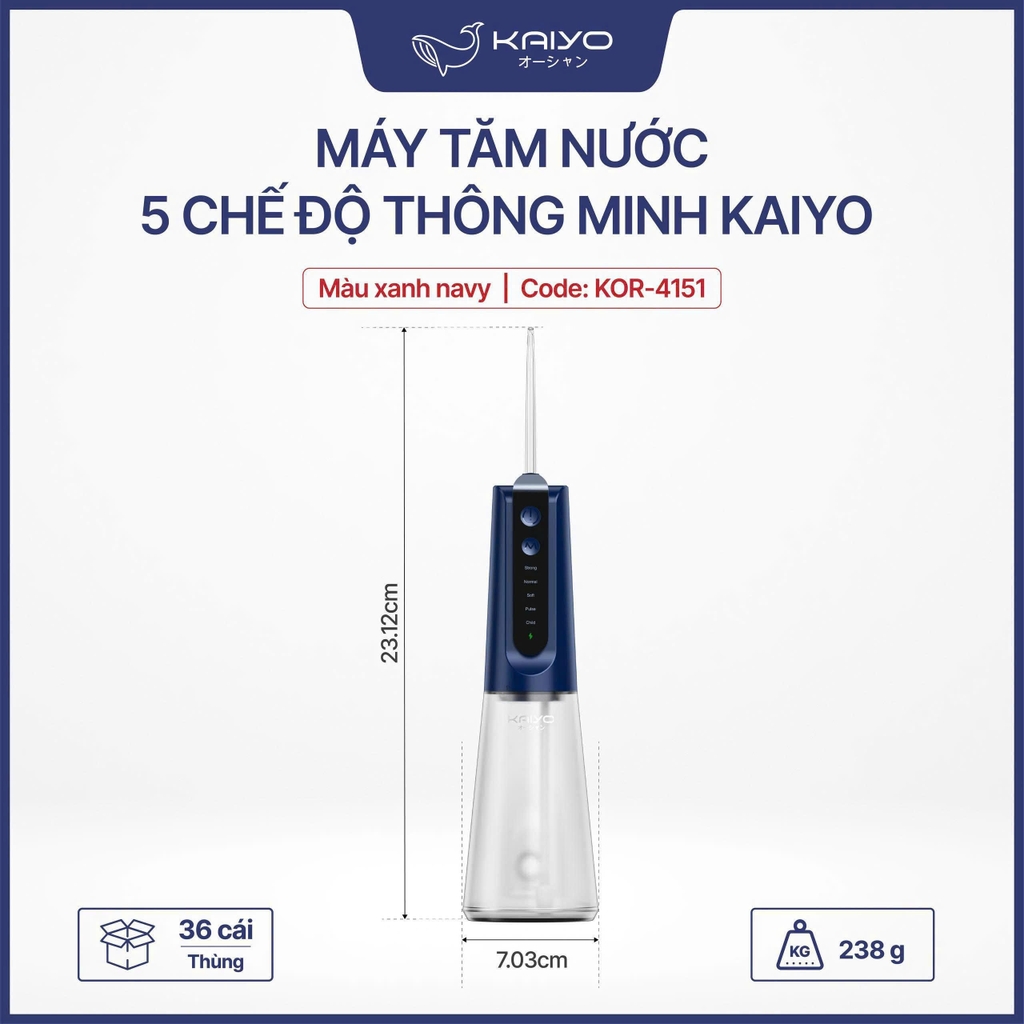 Máy Tăm nước 5 chế độ thông minh Kaiyo màu xanh, model KOR-415