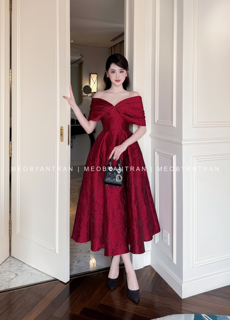 đầm xoè công chúa trễ vai