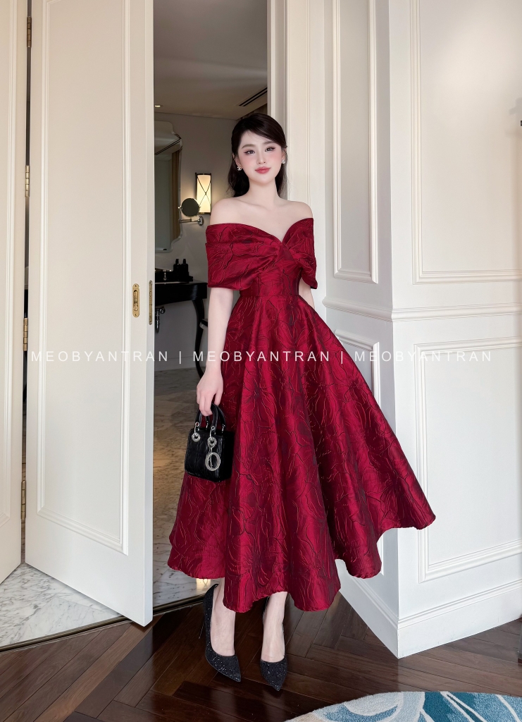 đầm xoè công chúa trễ vai