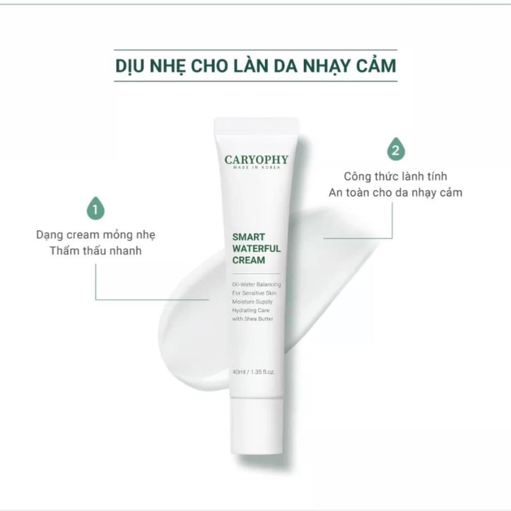 Kem Dưỡng Ẩm Phục Hồi Da & Ngừa Mụn Caryophy Smart Waterful Cream 40ml