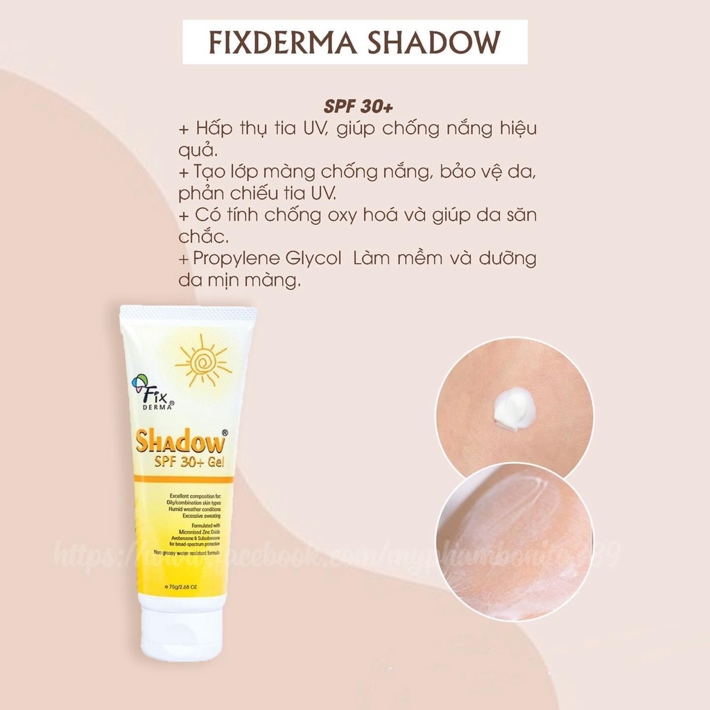 Kem Chống Nắng Fixderma Shadow SPF 30+ Gel (75g)