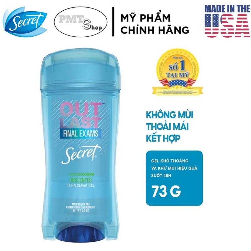 Lăn Khử Mùi Secret Clear Gel Outlast - Unscented 73G