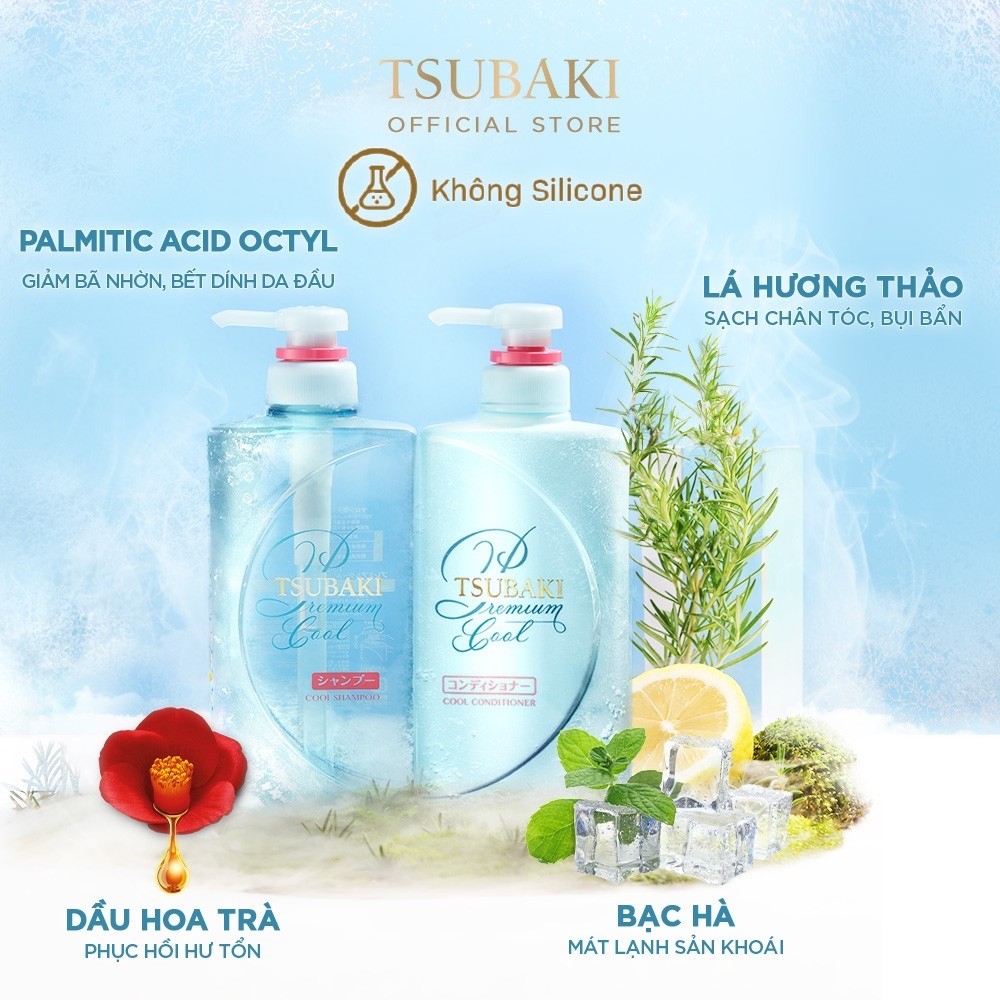Bộ Gội Xã Phục Hồi Hư Tổn Tsubaki Premium Cool Shampoo & Conditioner Pair Set