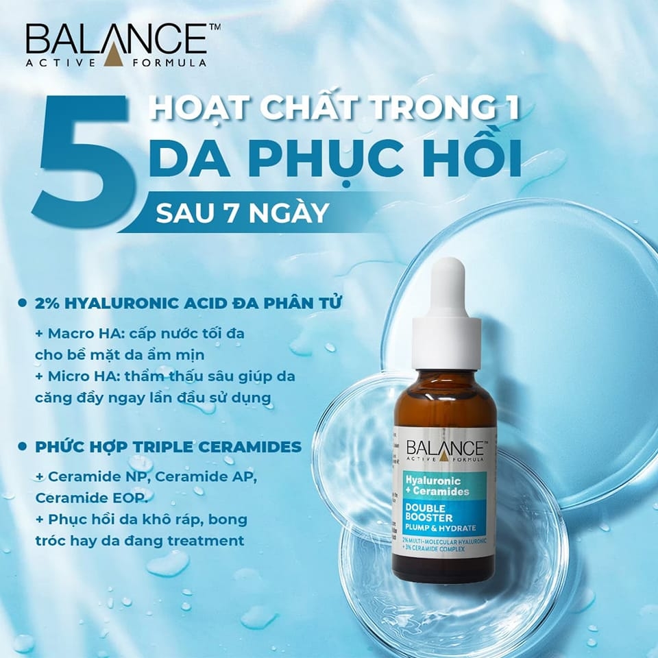 Serum Balance Active Formula Cấp Ẩm, Mờ Nếp Nhăn 30ml Hyaluronic + Ceramides Double Booster