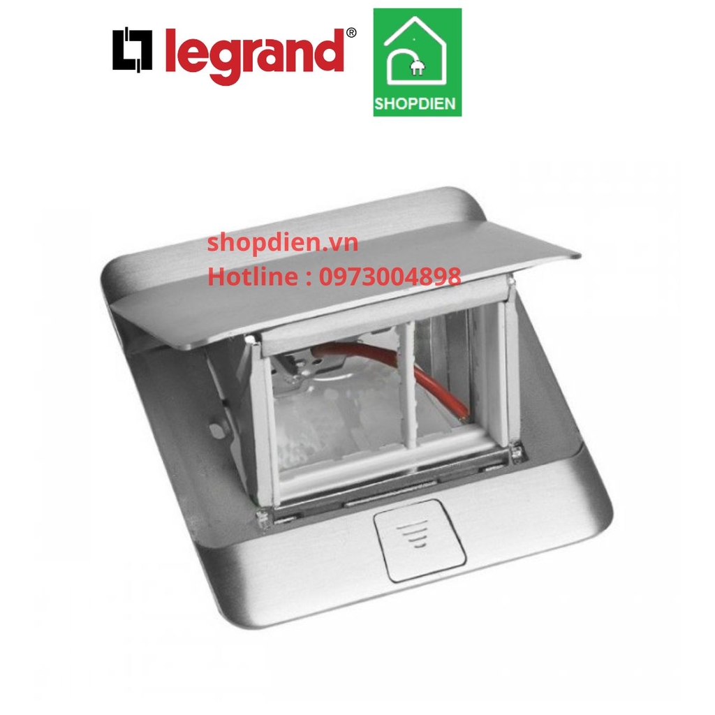 Ổ cắm âm sàn 3 thiết bị màu thép stainless steel Pop-up Floor socket  Legrand-054020