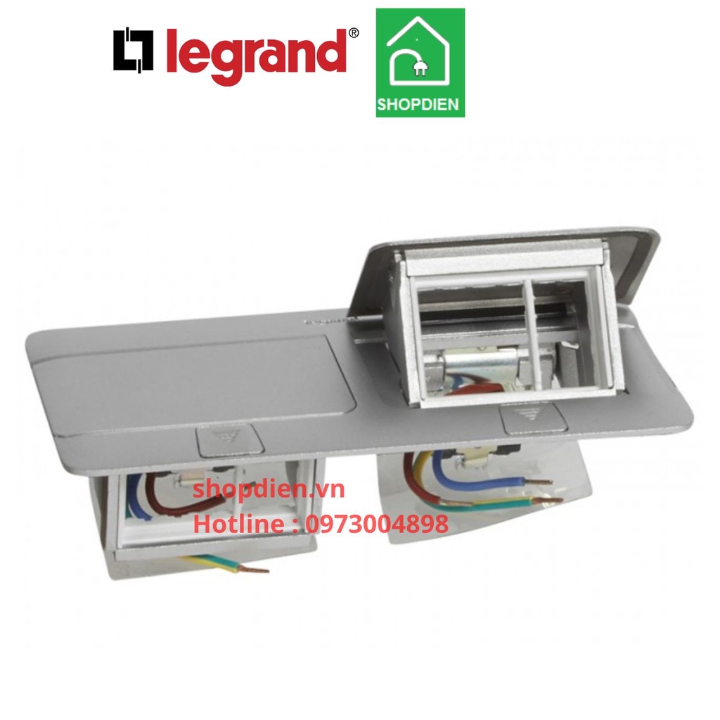 Ổ cắm âm sàn 6 thiết bị màu bạc Aluminium Pop-up Floor socket Legrand-054012