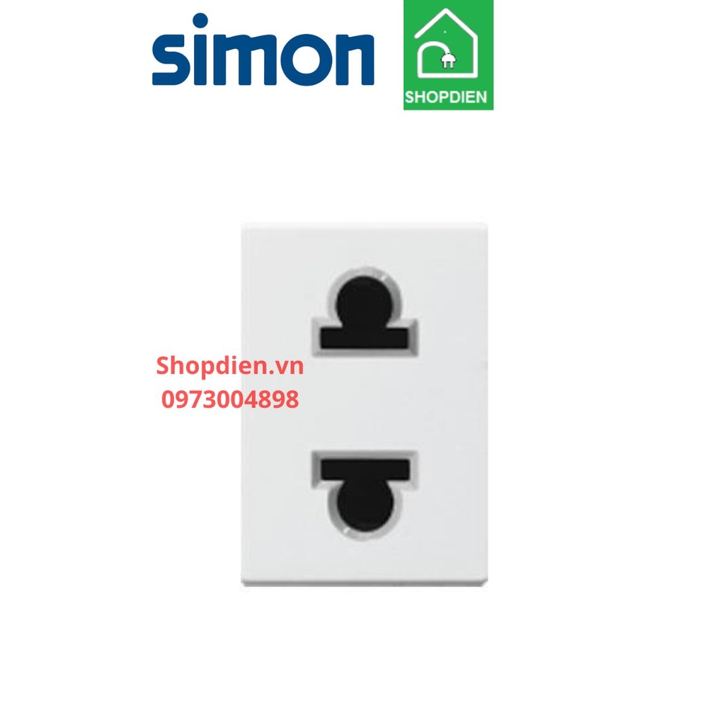 Hạt ổ cắm đơn 2 chấu SIMON K1 màu trắng K1412S