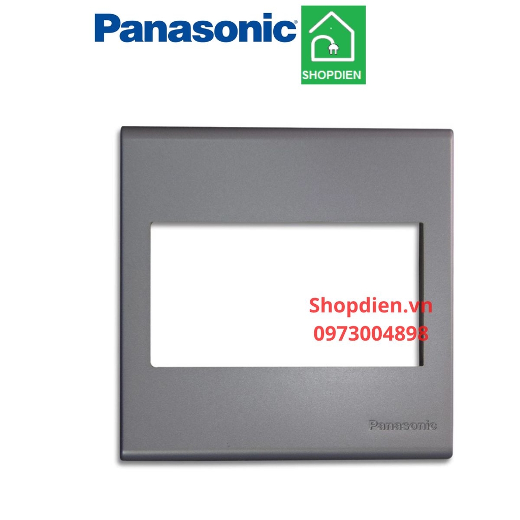 Mặt vuông dành cho 3 thiết bị màu xám ánh kim  BS Standard Wide Series Panasonc-WEB7813MH