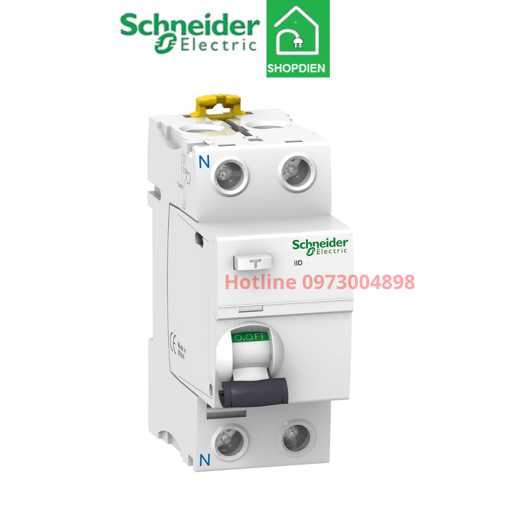 Aptomat Cầu dao chống giật, chống rò điện RCCB 2P 63A 300mA Schneider Acti9 A9R74263