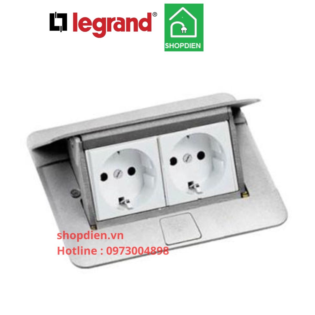 Ổ cắm âm sàn 4 thiết bị màu bạc Aluminium Pop-up Floor socket Legrand-054011