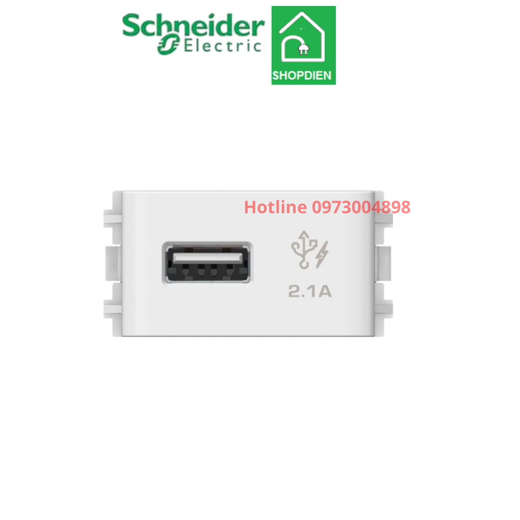 Ổ cắm sạc USB 2.1A đơn size S Schneider Concept 3031USB_WE