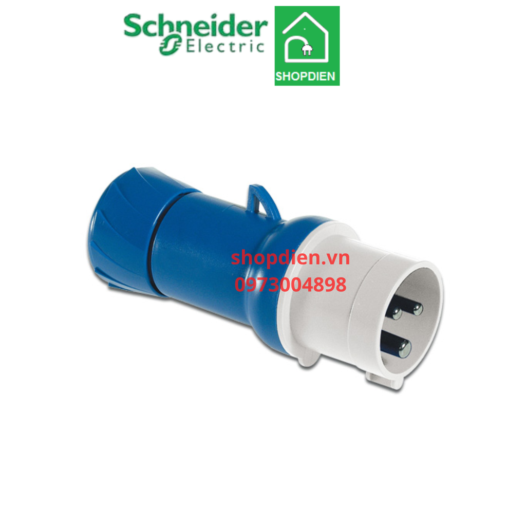 Phích cắm công nghiệp di động Plug 3P ( 2P+E) 32A Schneider PKE32M423 IP44