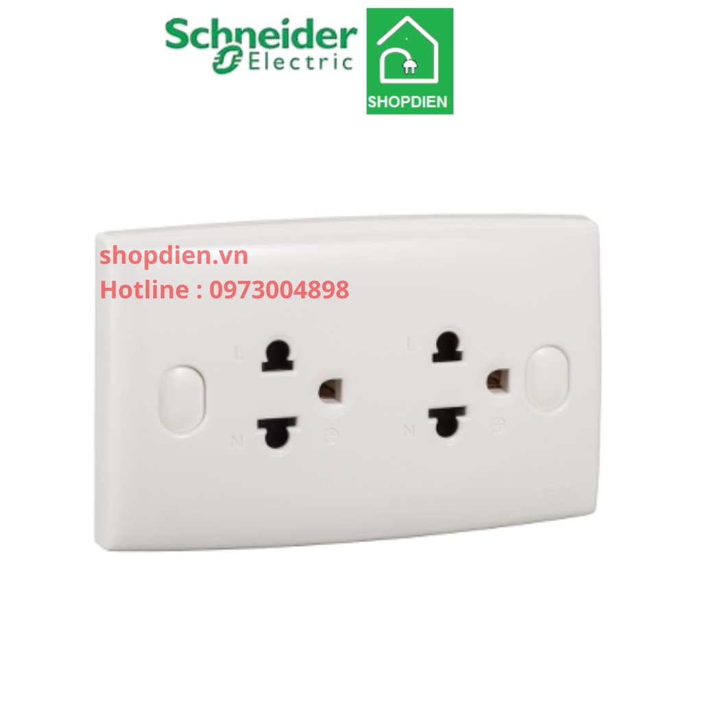 Ổ cắm đôi 3 chấu 16A S-classic Schneider E426UEST2_T_G19