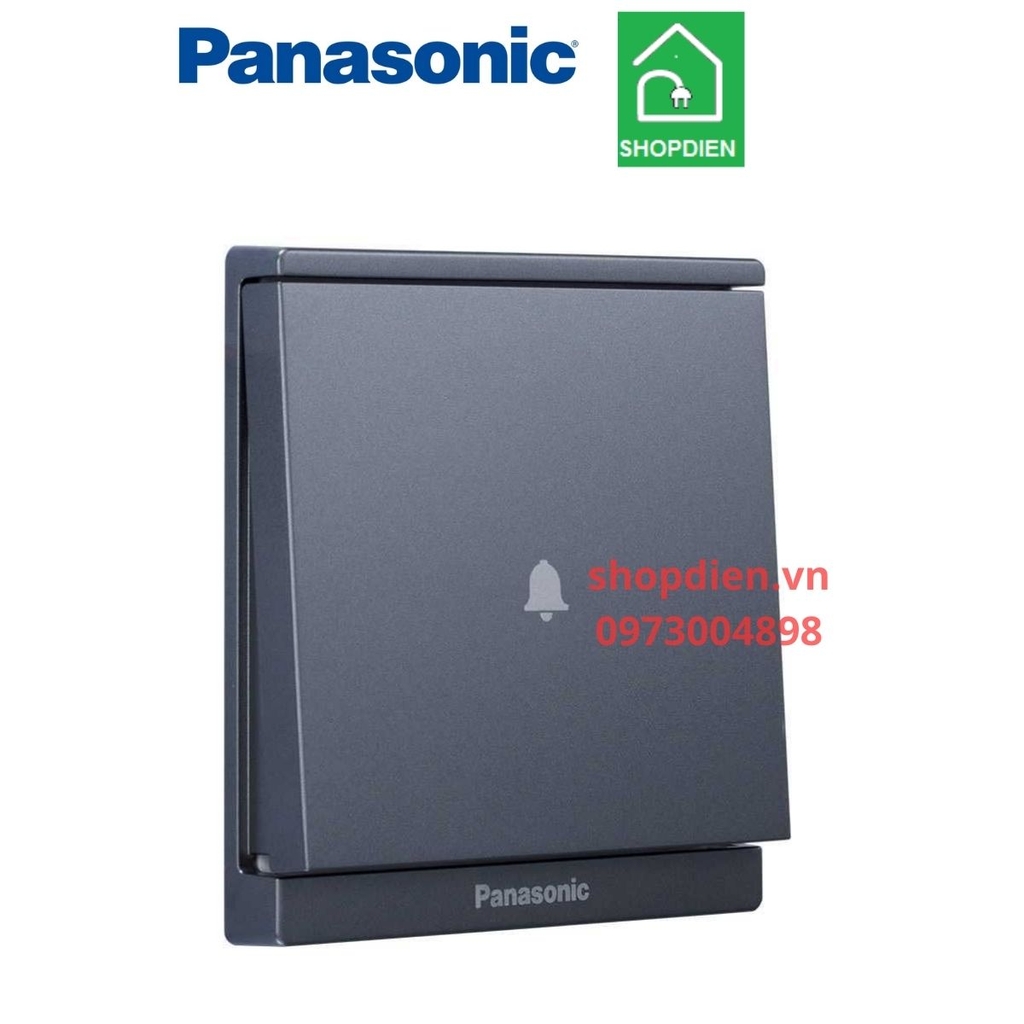 Nút nhấn chuông cửa vuông màu xám ánh kim / Door bell push button Moderva Panasonic WMF223MYH-VN