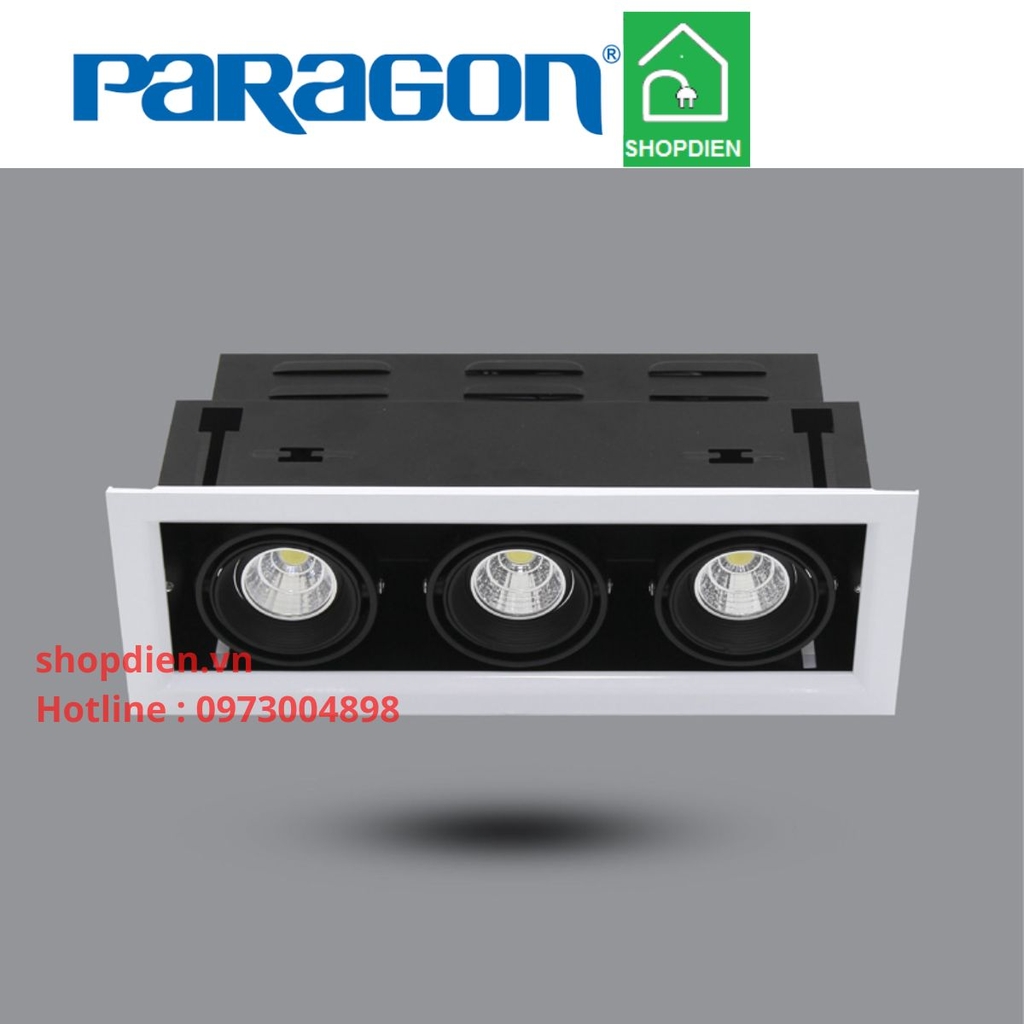 Đèn downlight vuông rọi âm trần ba có điều chỉnh góc 18W 277x90 Paragon-OLA36L18