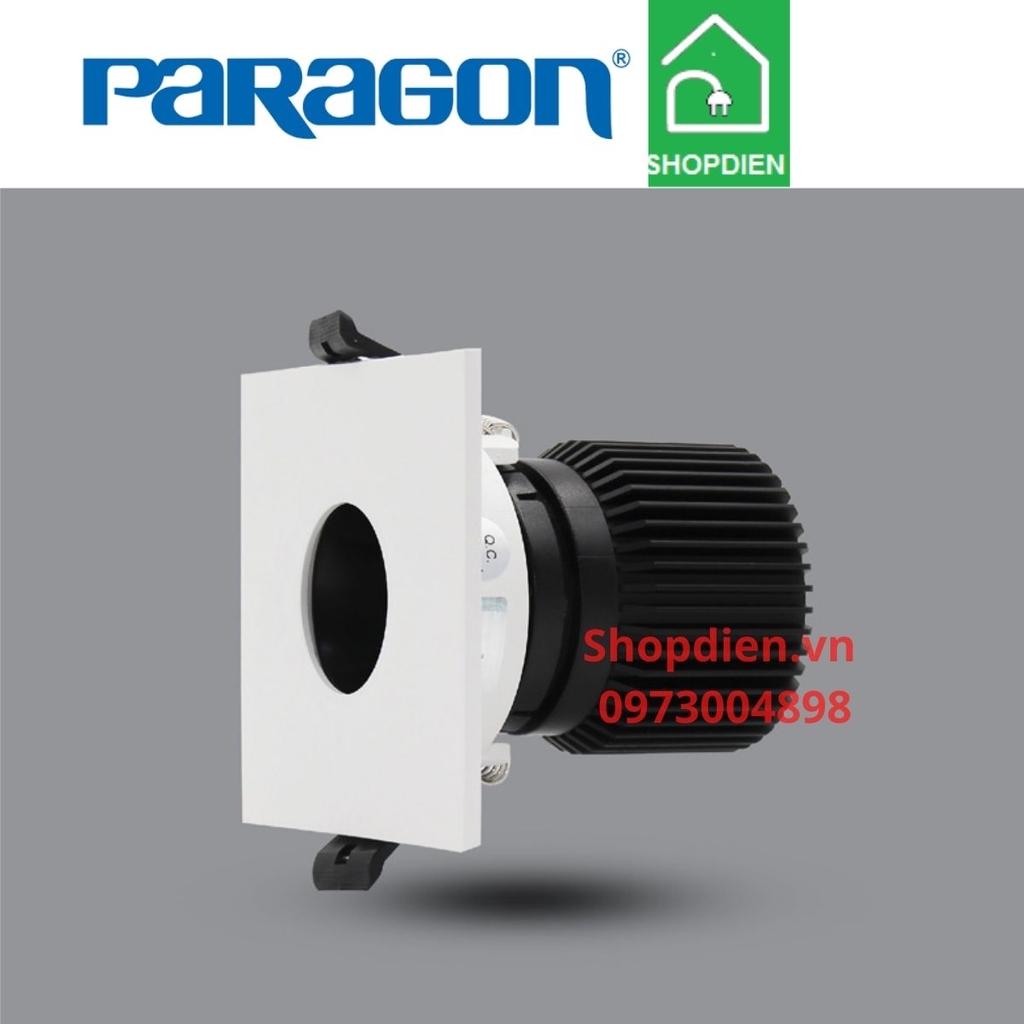 Đèn downlight vuông rọi âm trần có điều chỉnh góc 12W D80 Paragon-PRHH90L12