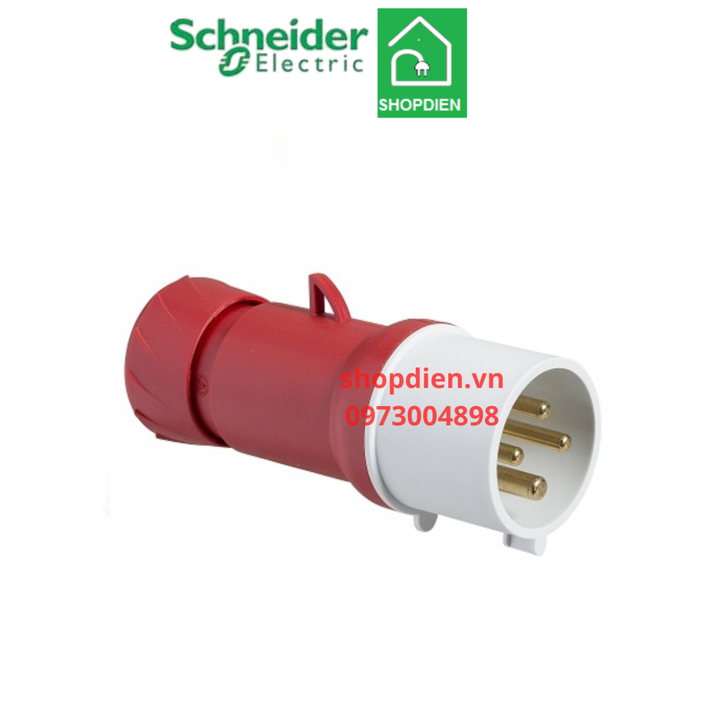 Phích cắm công nghiệp di động 4P (3P+E) 32A Schneider PKE32M434 Plug IP44