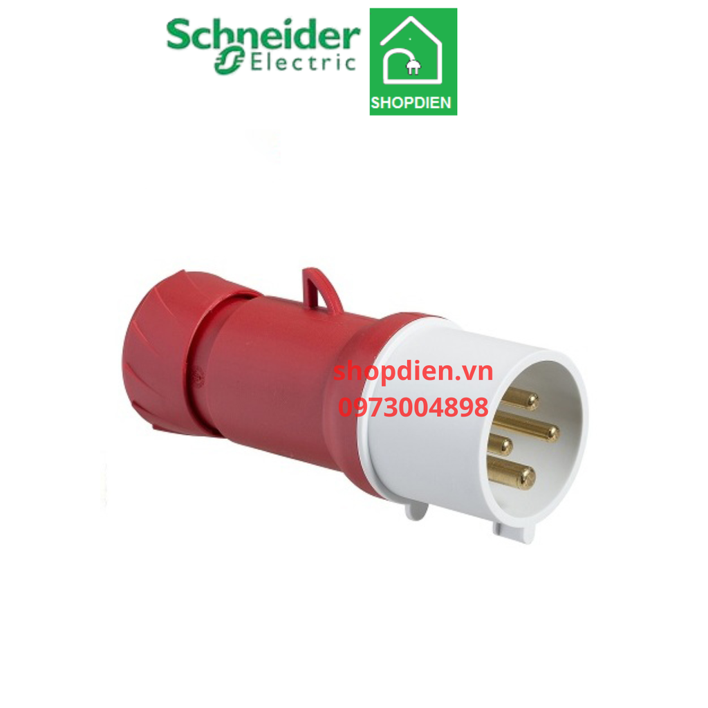 Phích cắm công nghiệp di động Plug 4P (3P+E) 16A Schneider PKE16M434 IP44
