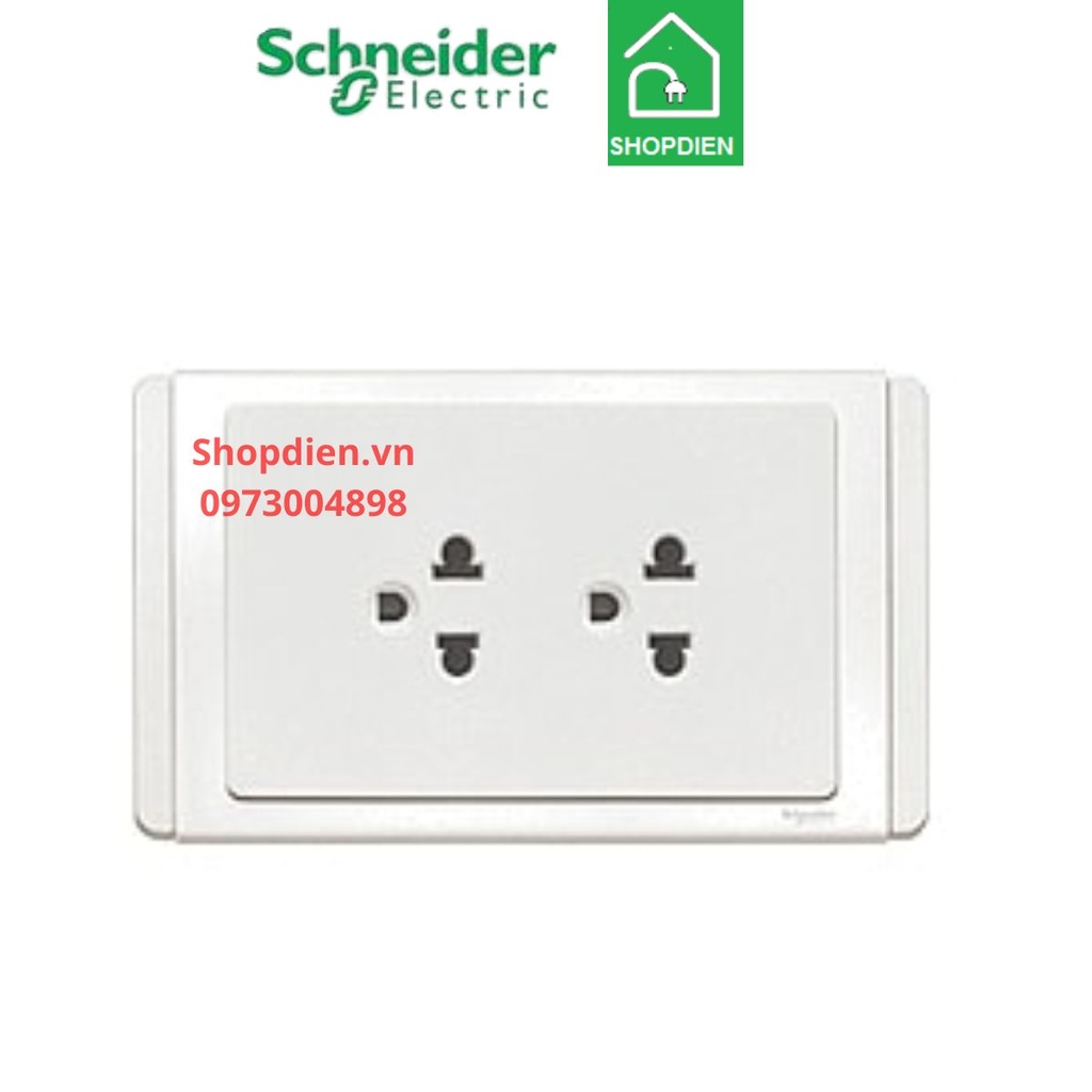 Ổ cắm đôi 3 chân 16A Schneider Neo màu trắng ( đế đôi chuẩn anh)-ET3426UEST2RWW_G19