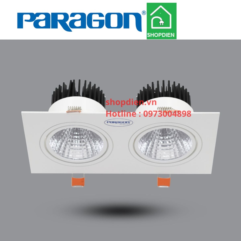 Đèn downlight vuông rọi âm trần đôi có điều chỉnh góc 20W 195x90 Paragon-OLS210L20