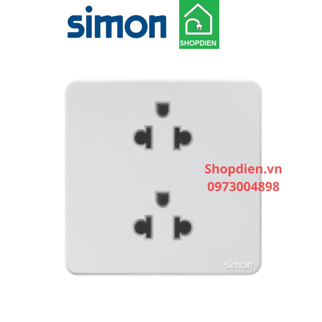 Bộ ổ cắm đôi 3 chấu SIMON K3 màu trắng 571287