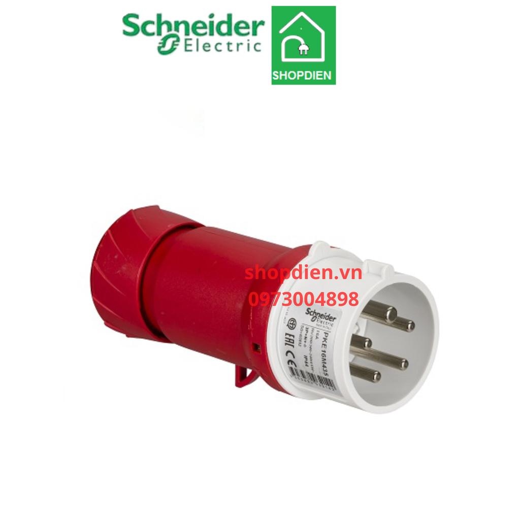 Phích cắm công nghiệp di động Plug 5P ( 4P+E) 16A Schneider PKE16M435 IP44