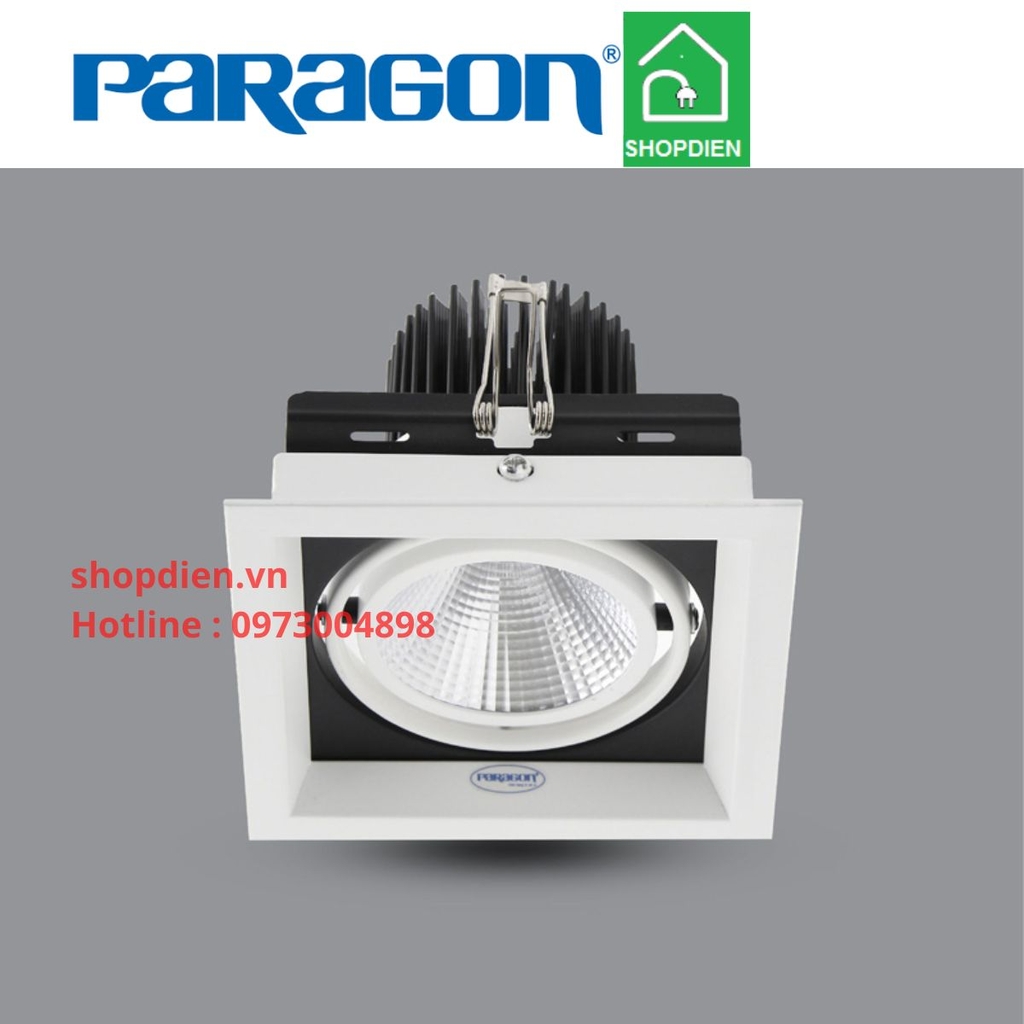 Đèn downlight vuông rọi âm trần đơn có điều chỉnh góc 15W 120x120 Paragon-OLT115L15