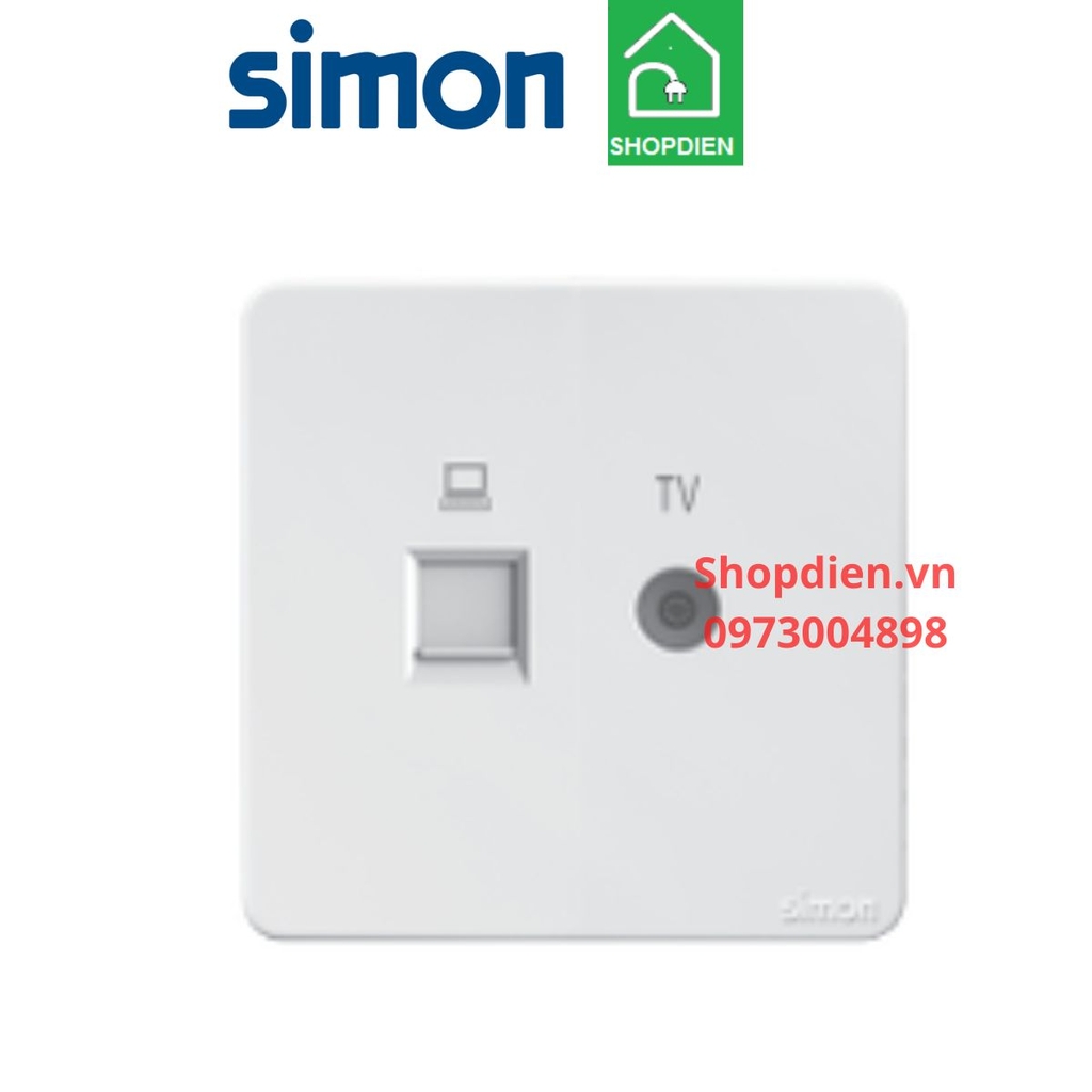 Bộ ổ cắm mạng và ổ Tivi SIMON K3 màu trắng 575302