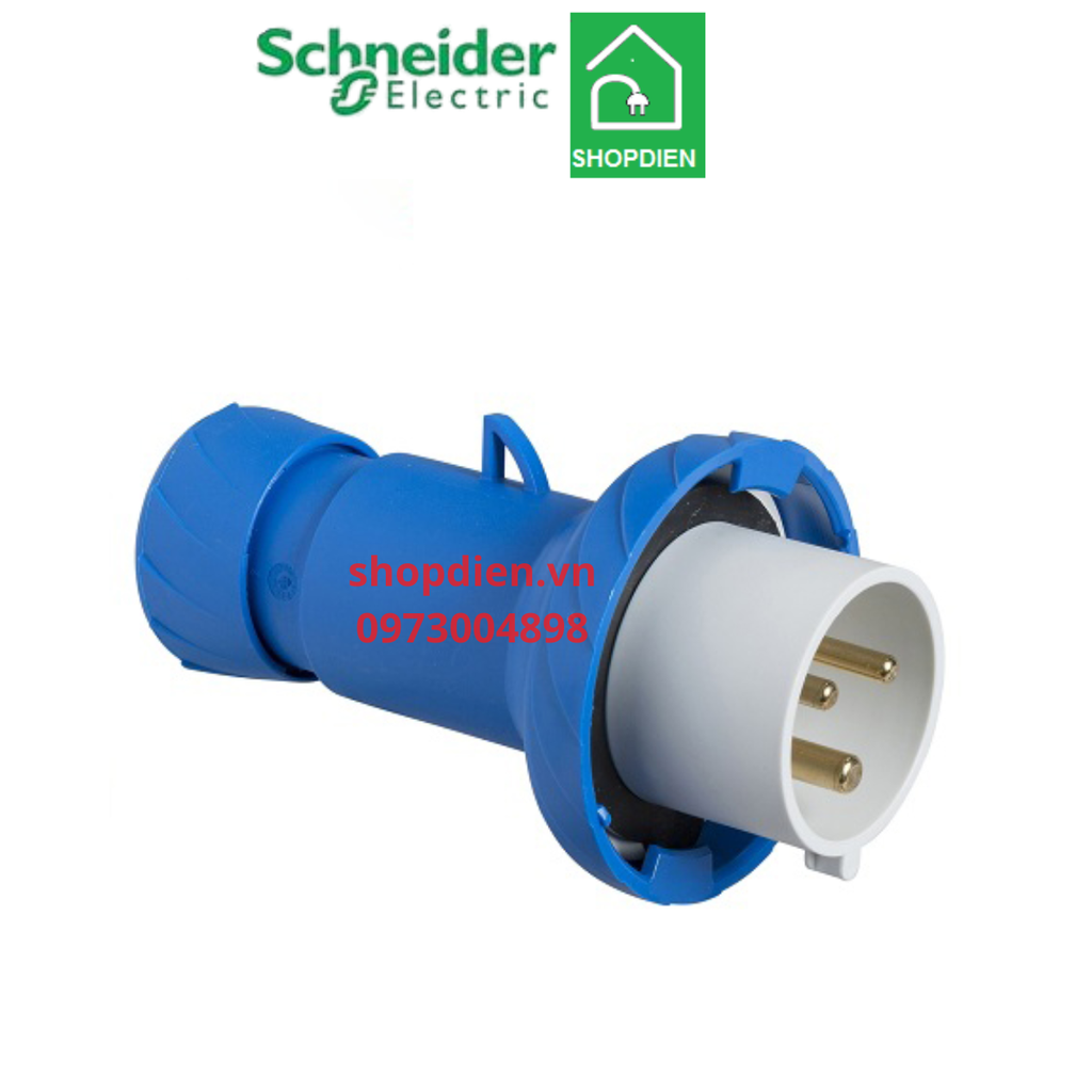 Phích cắm công nghiệp di động 3P (2P+E) 32A Schneider PKE32M723 Plug IP67