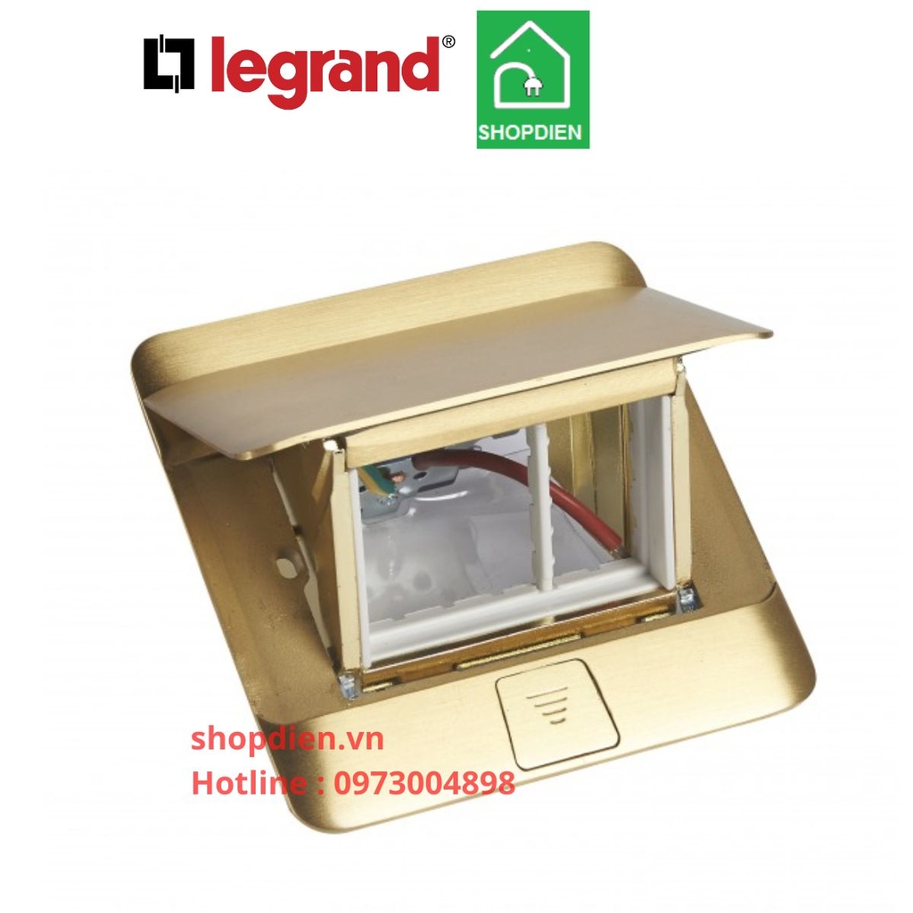 Ổ cắm âm sàn 3 thiết bị màu vàng Gold brass Pop-up Floor socket Legrand-054015