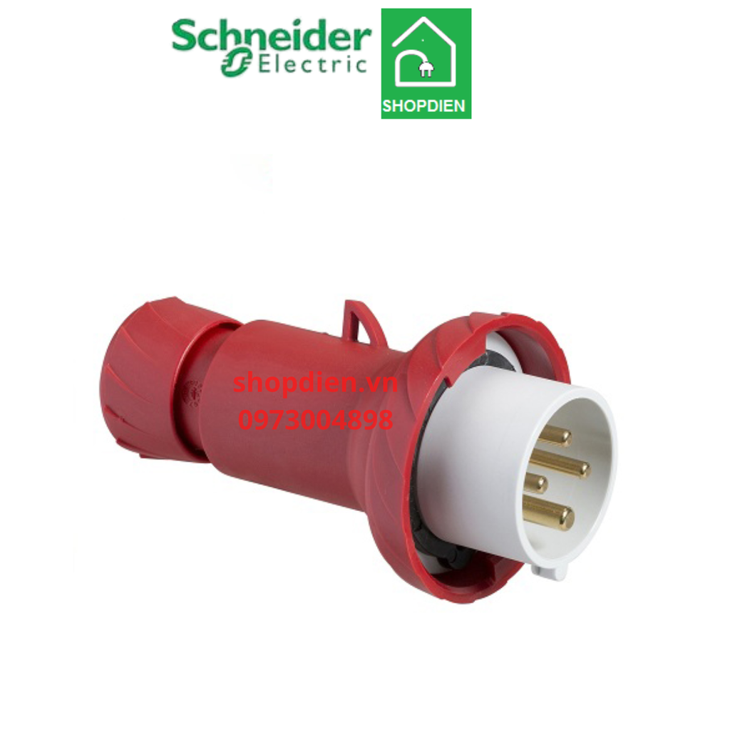 Phích cắm công nghiệp di động 4P (3P+E) 32A Schneider PKE32M734 Plug IP67